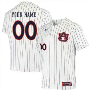 Custom Auburn Tigers Baseball White Pinstripe Jersey ? All Stitched