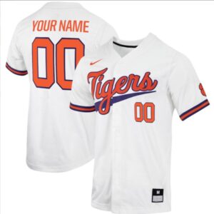 Custom Clemson Tigers Baseball White Jersey ? All Stitched