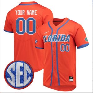 Custom Florida Gators College Baseball Game Jersey Orange SEC  Patch