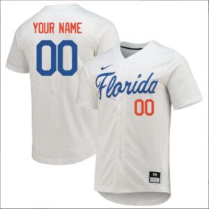 Custom Florida Gators College Baseball Game Jersey White