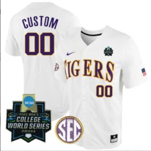 Custom LSU Tigers Jersey College Baseball Stitched White Tigers World Series