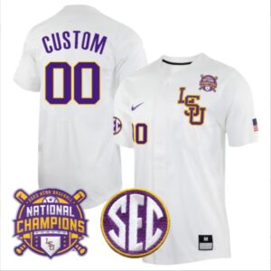 LSU Tigers Custom College Baseball Patch Stitched Jersey Natural Champions Patch