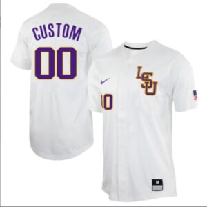 LSU Tigers Custom College Baseball Patch Stitched Jersey Natural