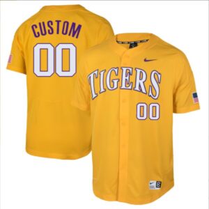 LSU Tigers College Baseball Patch Collection Stitched Jersey Gold