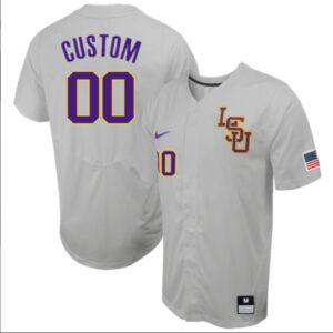 LSU Tigers College Baseball Patch Collection Stitched Jersey Gray