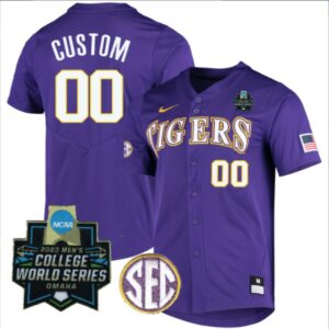 LSU Tigers College Baseball Patch Collection Stitched Jersey Purple World Series Patch