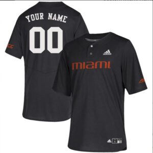 Custom Miami Hurricanes Baseball Black Two Button Jersey Stitched ACC Patch