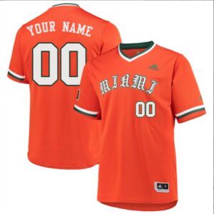 Custom Miami Hurricanes Baseball Orange Primegreen Jersey Stitched ACC Patch