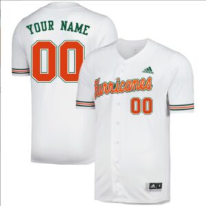 Custom Miami Hurricanes Baseball White Jersey ? All Stitched