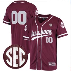 Custom Mississippi State Bulldogs Baseball Maroon Jersey Stitched SEC Patch