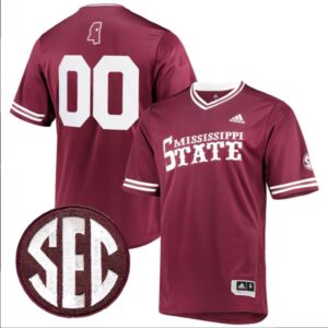 Custom Mississippi State Bulldogs Maroon Baseball Jersey Stitched SEC Patch