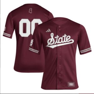 Custom Mississippi State Bulldogs Retro Maroon Baseball Jersey Stitched
