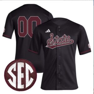 Custom Mississippi State Bulldogs Black Baseball Jersey Stitched SEC Patch