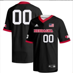 Custom Nebraska Cornhuskers Baseball Black V Neck Jersey Stitched B1G Patch