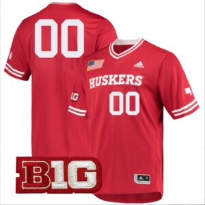 Custom Nebraska Cornhuskers Baseball Scarlet V Neck Jersey Stitched B1G Patch
