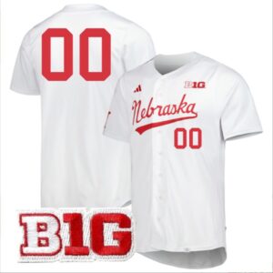 Custom Nebraska Cornhuskers Baseball White Jersey All Stitched B1G Patch