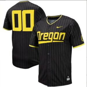 Custom Oregon Ducks Baseball Black Pinstripe Jersey All Stitched