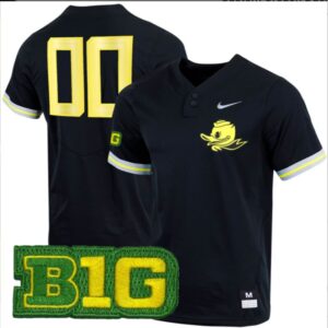 Custom Oregon Ducks Baseball Black Two Button Jersey ? All Stitched B1G Patch