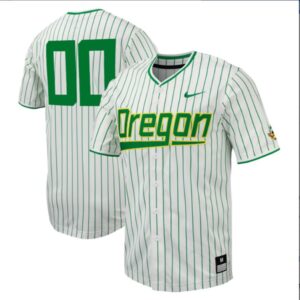 Custom Oregon Ducks Baseball White Pinstripe Jersey All Stitched