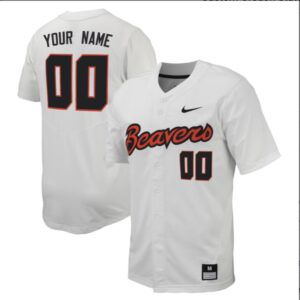 Custom Oregon State Beavers Baseball White Full Button Jersey Stitched