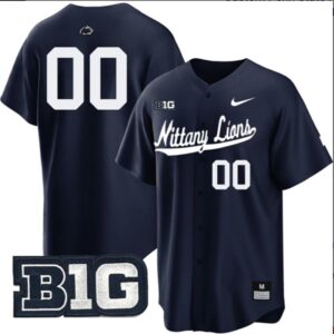 Custom Penn State Nittany Lions Baseball Navy Jersey ? All Stitched B1G Patch