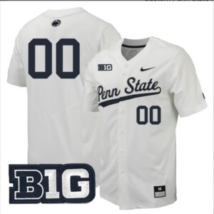 Custom Penn State Nittany Lions Baseball White Jersey All Stitched B1G Patch