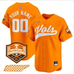 Custom Tennessee Vols College Baseball World Series Champions Orange Jersey