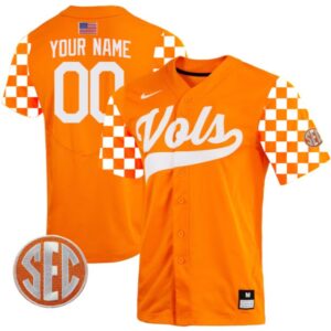 Custom Tennessee Vols Jersey Baseball ?Checkerboard? Stitched Orange SEC Patch