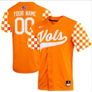 Custom Tennessee Vols Jersey College Baseball ?Checkerboard? Stitched Orange