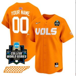 Custom Tennessee Volunteers Jersey College Baseball World Series Orange Stitched