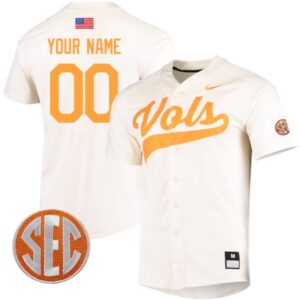 Custom Tennessee Volunteers Jersey College Baseball Stitched Cream SEC Patch