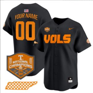 Custom Tennessee Volunteers Jersey College Baseball World Series Champions Black