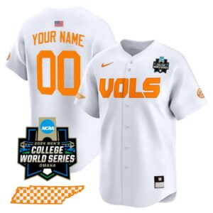 Custom Tennessee Vols Jersey College Baseball World Series Stitched White