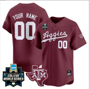 Custom Texas A&M College Baseball World Series Maroon Jersey ? All Stitched