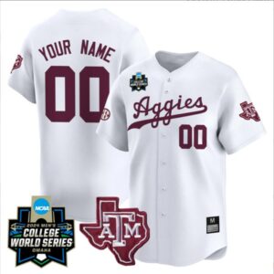Custom Texas A&M College Baseball World Series White Jersey ? All Stitched