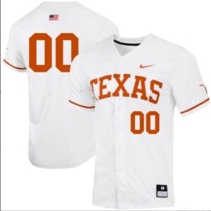 Custom Texas Longhorns Baseball White Full Button Jersey Stitched