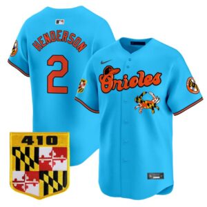 Gunnar Henderson Jersey #2 Baltimore Orioles 410 & Chesapeake Crab Patch Limited Stitched Light Blue