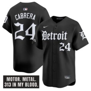 Miguel Cabrera Jersey #24 Detroit Tigers Motor Gothic Edition Vapor Limited Stitched Black
