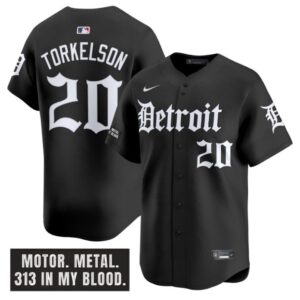 Spencer Torkelson Jersey #20 Detroit Tigers Motor Gothic Edition Vapor Limited Stitched Black