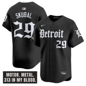 Tarik Skubal Jersey #29 Detroit Tigers Motor Gothic Edition Vapor Premier Limited Stitched Black