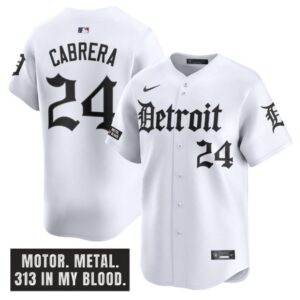 Miguel Cabrera Jersey #24 Detroit Tigers Motor Gothic Edition Vapor Limited Stitched White