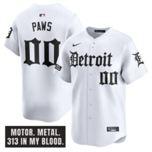 Paws Jersey #00 Detroit Tigers Motor Gothic Edition Vapor Limited Stitched White