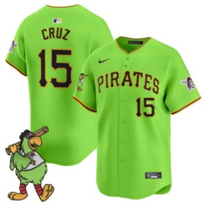 Oneil Cruz Jersey #15 Pittsburgh Pirates Pirate Parrot Patch Premier Limited Stitched Green
