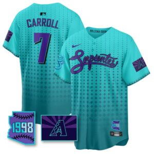 Corbin Carroll Jersey #7 Arizona Diamondbacks Serpientes City Connect Stitched Teal