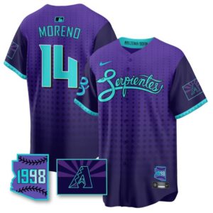 Gabriel Moreno Jersey #14 Arizona Diamondbacks Serpientes City Connect Stitched Purple