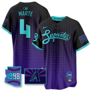 Ketel Marte Jersey #4 Arizona Diamondbacks Serpientes City Connect Stitched Black Purple
