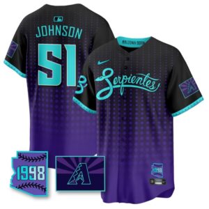 Randy Johnson Jersey #51 Arizona Diamondbacks Serpientes City Connect Stitched Black Purple