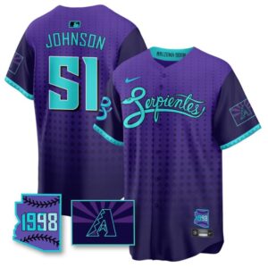 Randy Johnson Jersey #51 Arizona Diamondbacks Serpientes City Connect Stitched Purple