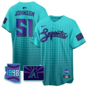 Randy Johnson Jersey #51 Arizona Diamondbacks Serpientes City Connect Stitched Teal