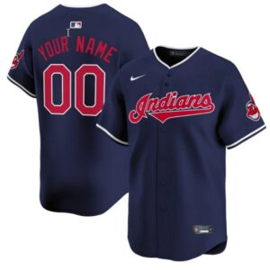 Custom Cleveland Indians Jersey Name and Number Navy All Stitched